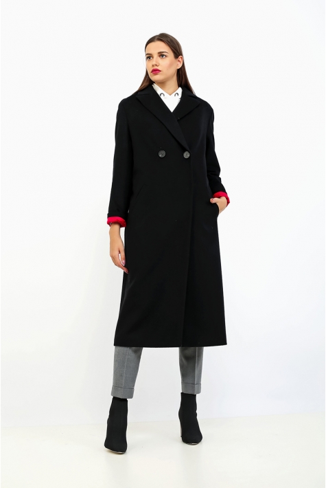 Женское пальто из текстиля с воротником 8011718