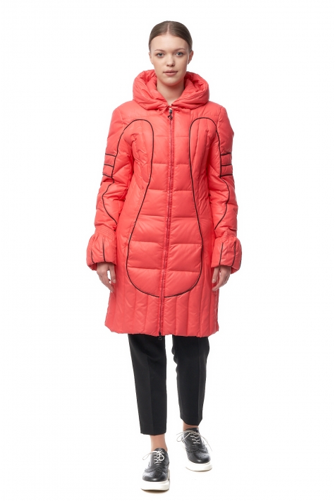 Женское пальто из текстиля с капюшоном 8014418