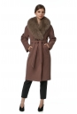 Женское пальто из текстиля с воротником, отделка песец 8017719-2